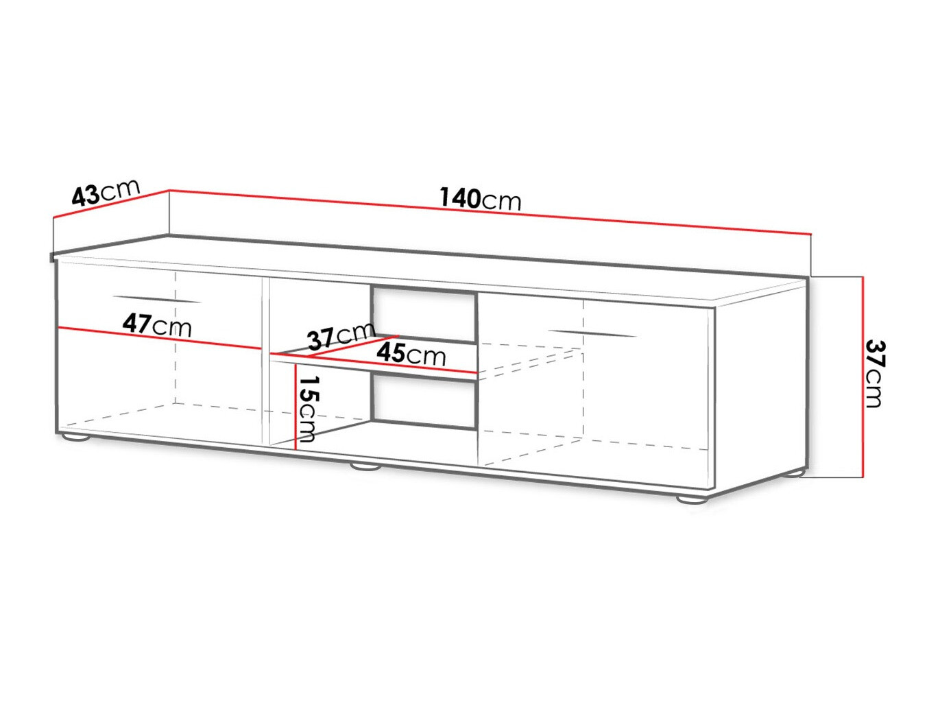 TV sto Tornola 100 (Crno + Crna visoki sjaj)
