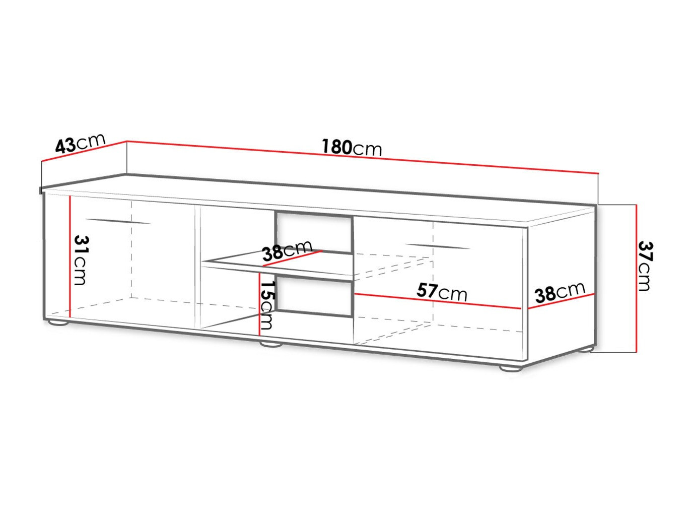 TV sto Tornola 101 (Crno + Crna visoki sjaj)