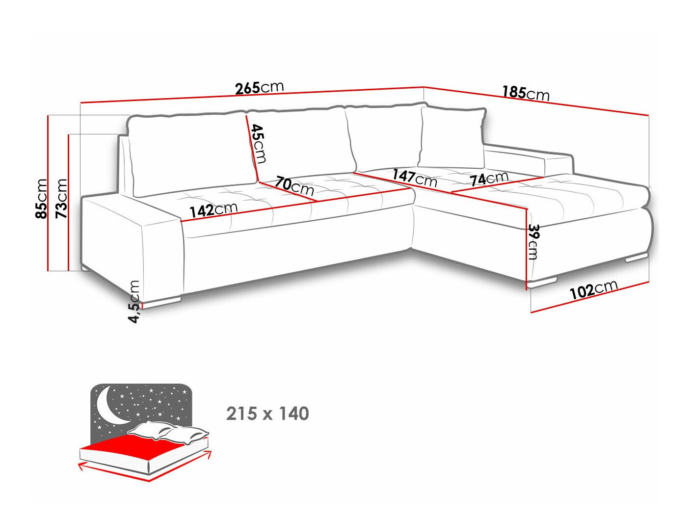 Ugaona sofa Comfivo 171 (Sicuro 65 + Sempre 4)