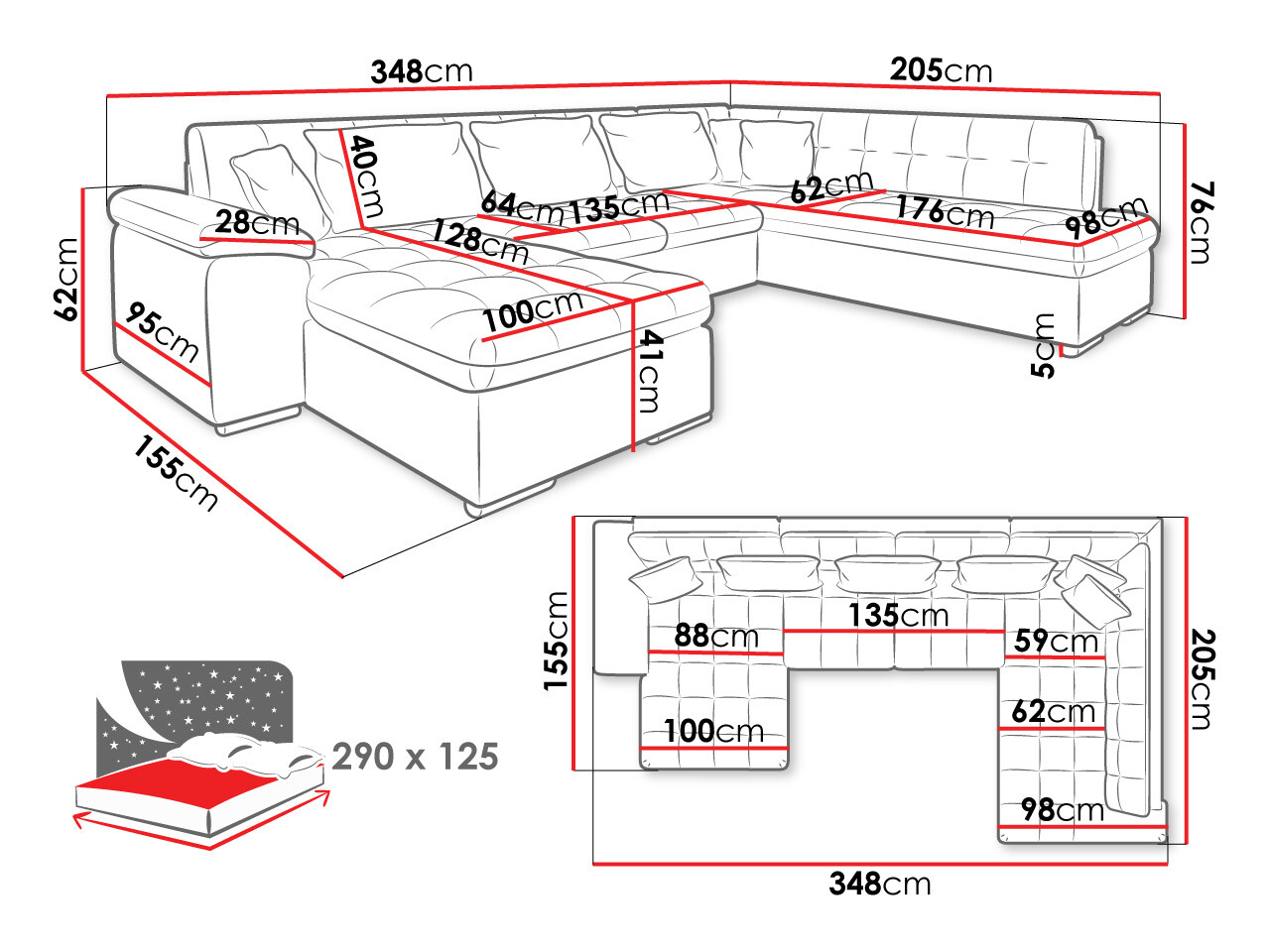 Ugaona sofa Comfivo 180 (Sicuro 80 + Sempre 9)
