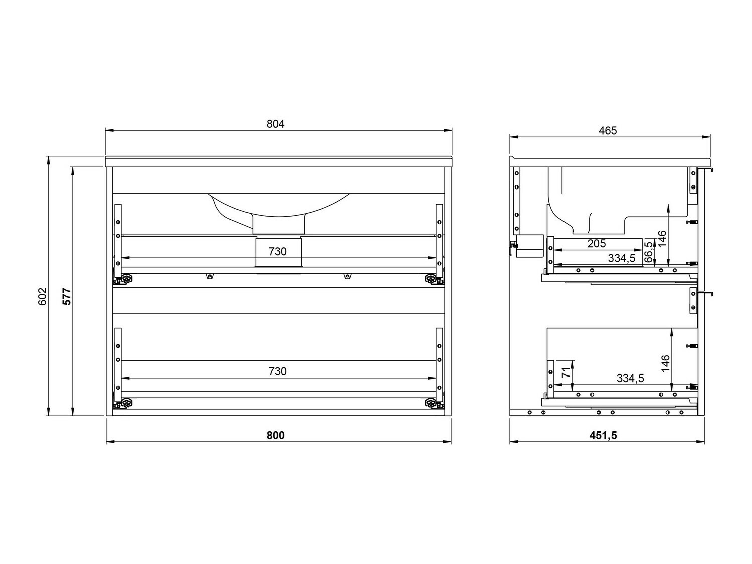 Viseći kupatilski element za lavabo Temeli 108 (Graphite + Crno)