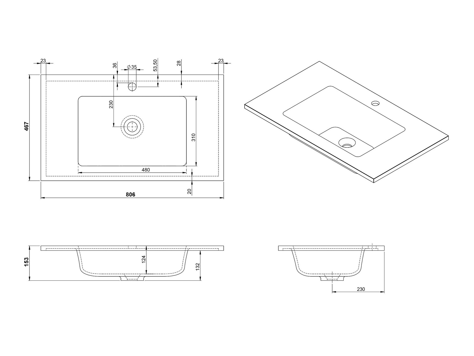 Viseći kupatilski element za lavabo Temeli 108 (Graphite + Crno)
