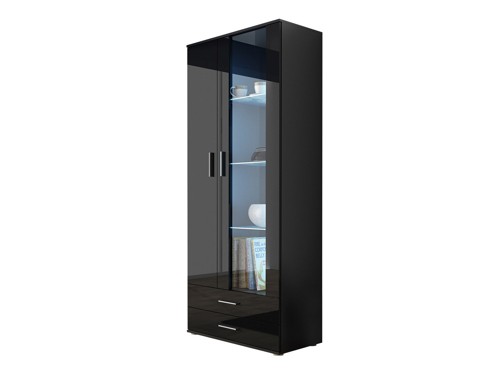 Polica Tornola 105 (Crno + Crna visoki sjaj)