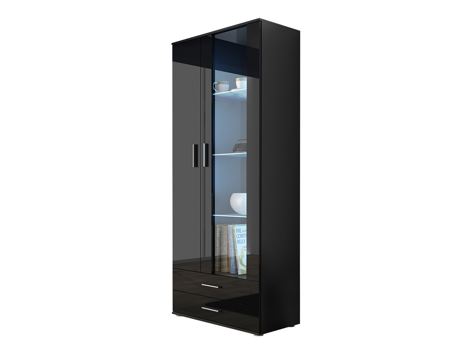 Polica Tornola 105 (Crno + Crna visoki sjaj)