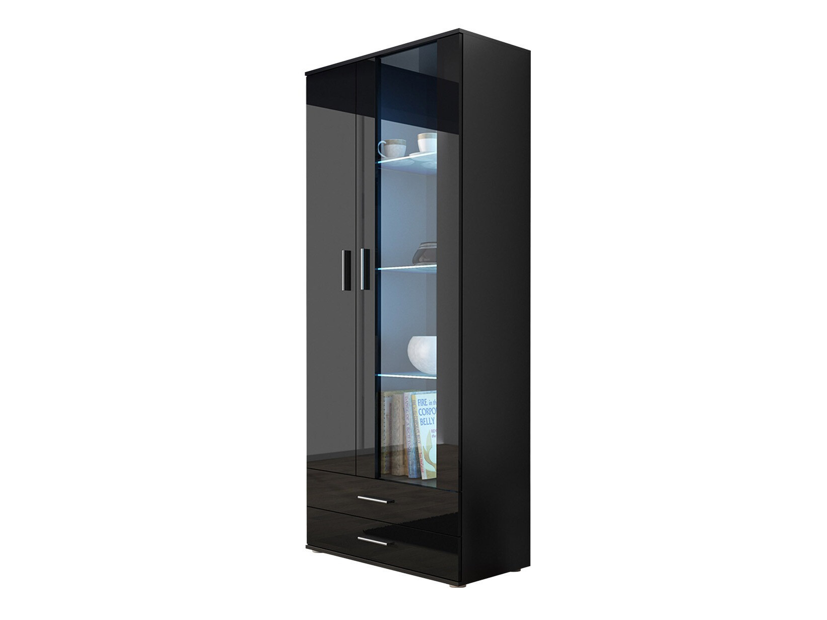 Polica Tornola 105 (Crno + Crna visoki sjaj)