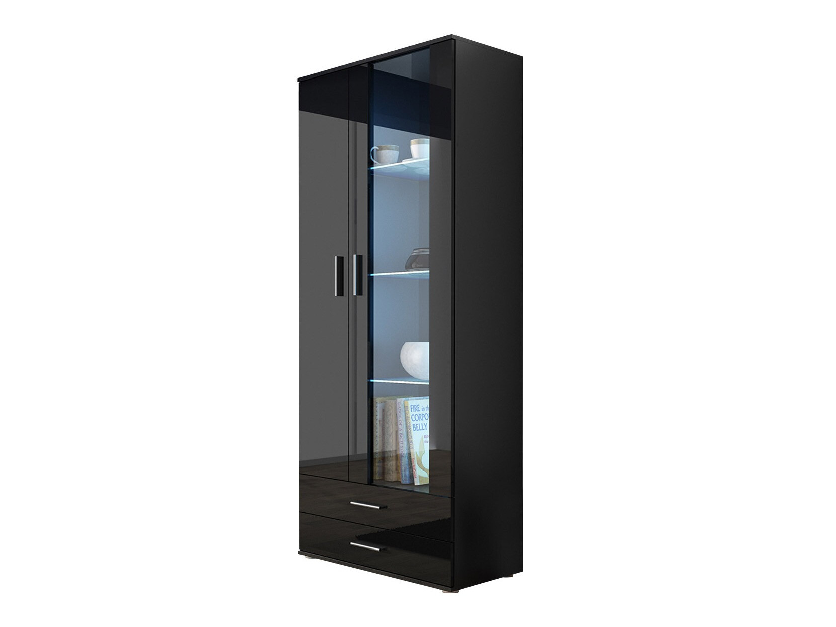 Polica Tornola 105 (Crno + Sjajno crna)