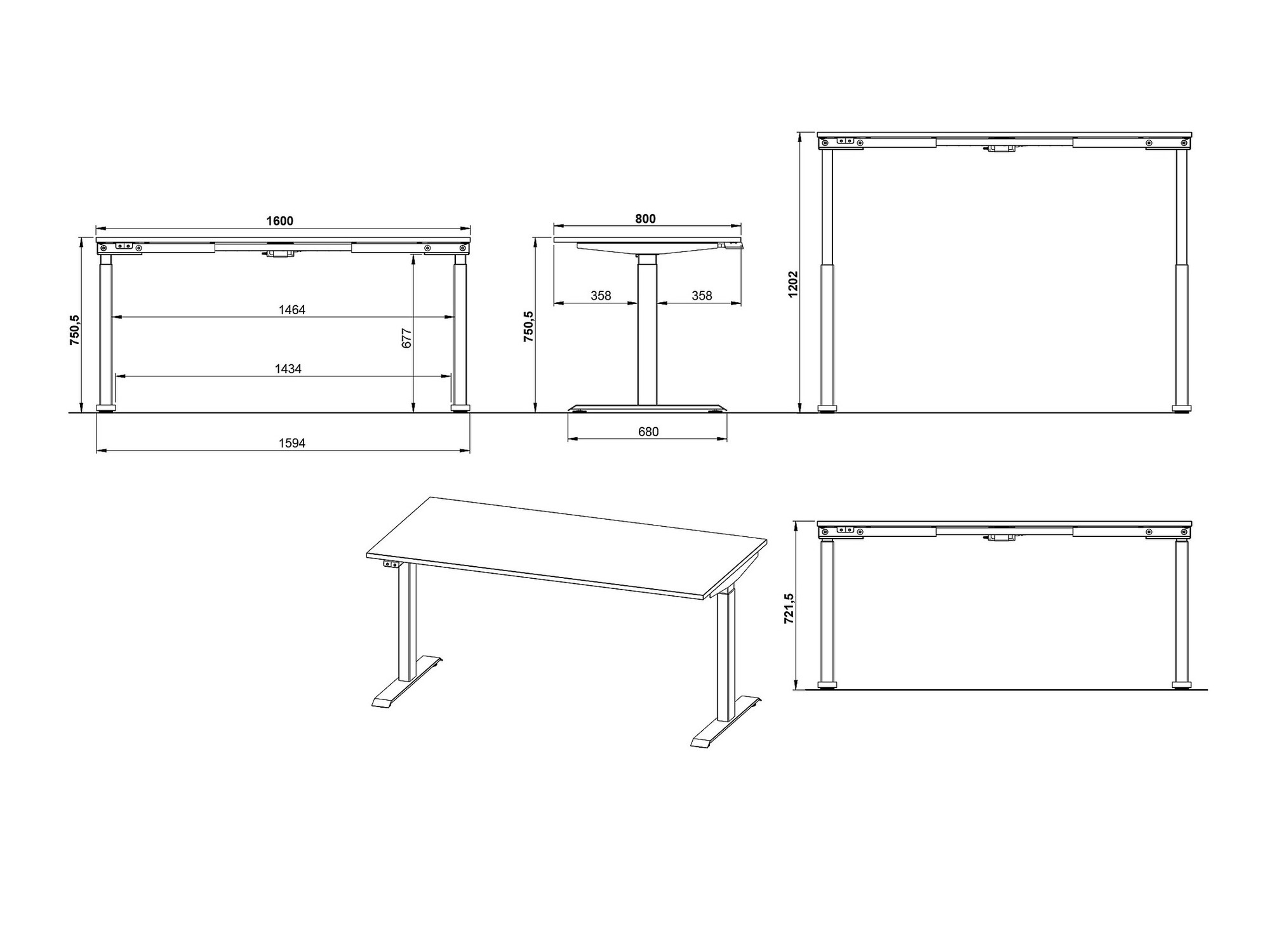 Sto sa podesivom visinom Vesbeno 106 (Graphite + Crno)