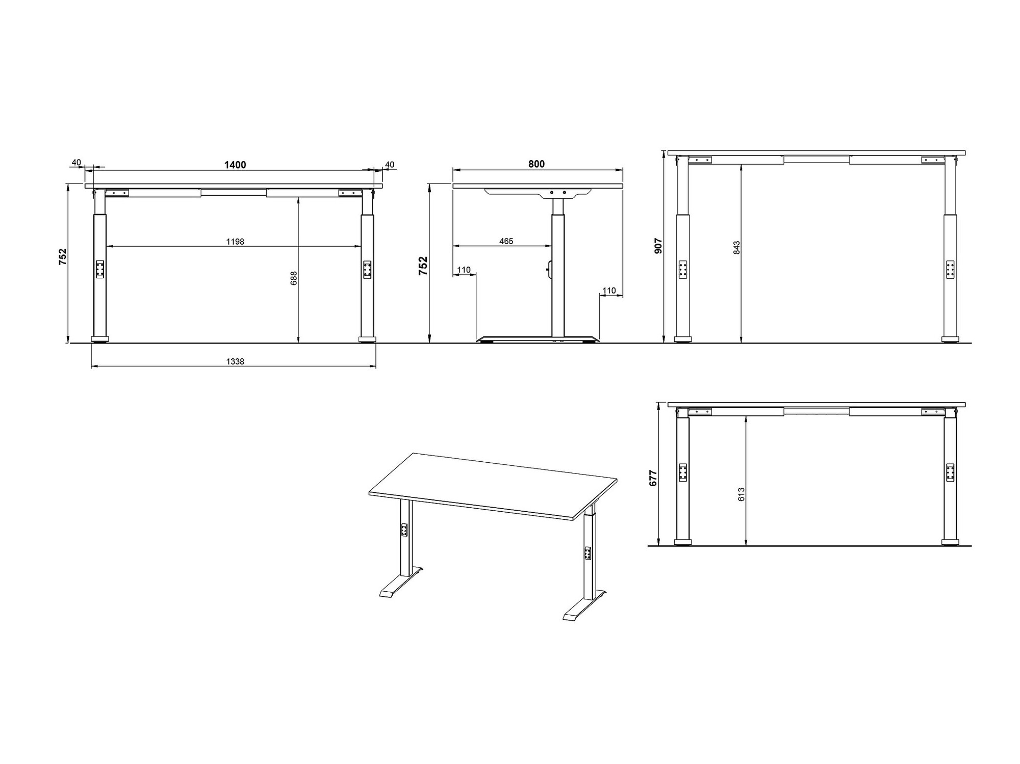 Kancelarijski sto Vesbeno 109 (Graphite + Crno)