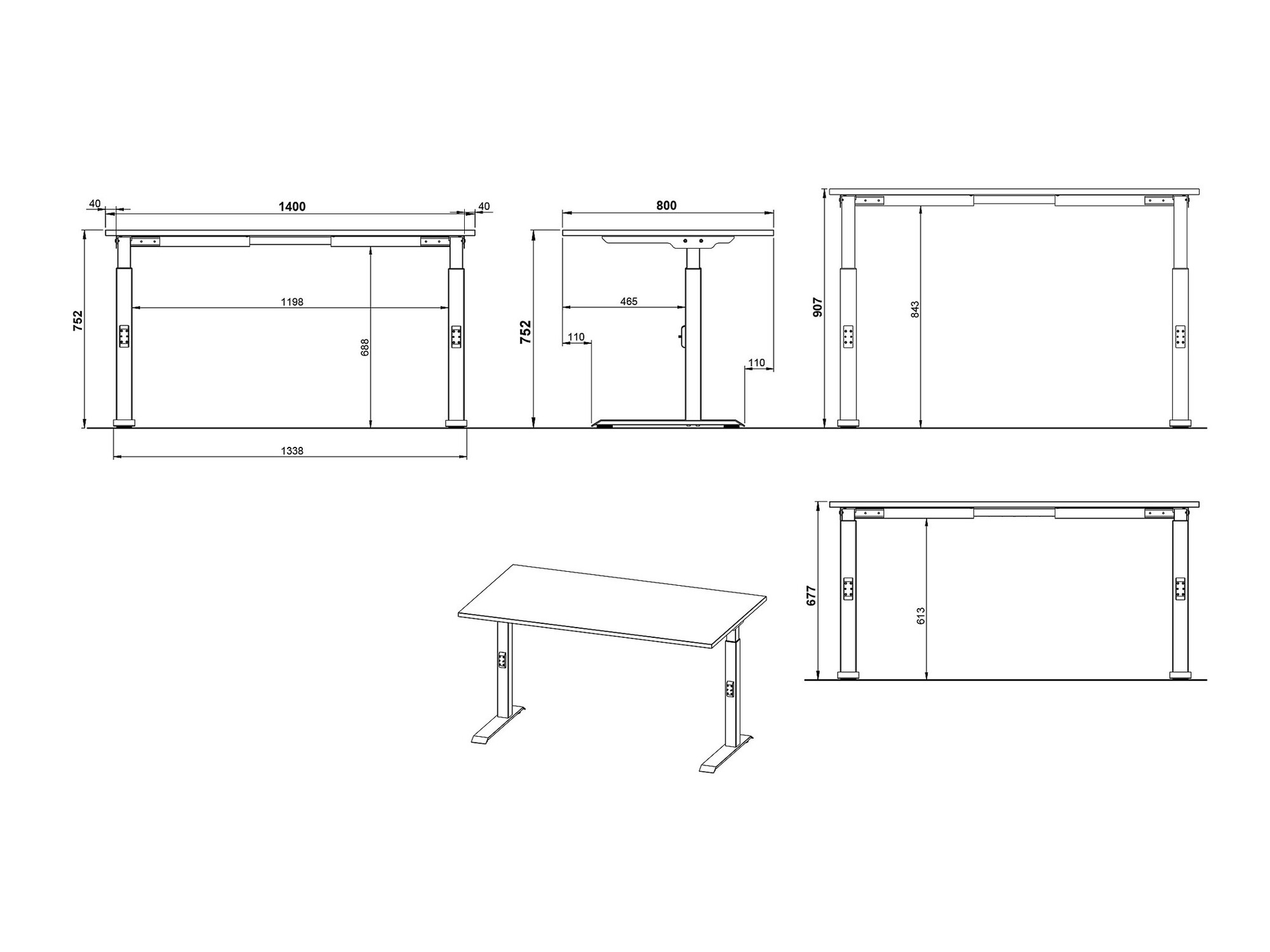 Kancelarijski sto Vesbeno 109 (Kašmir + Crno)