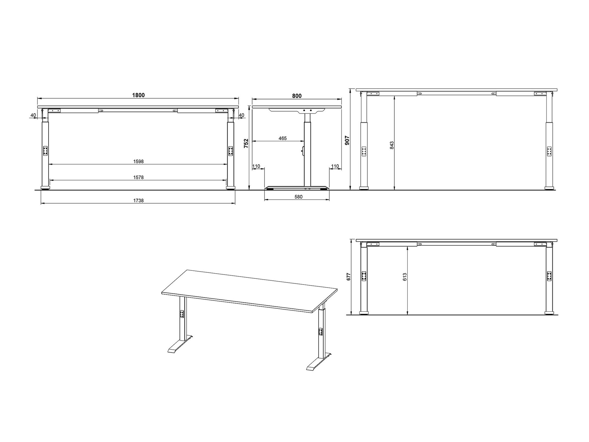 Kancelarijski sto Vesbeno 111 (Graphite + Crno)