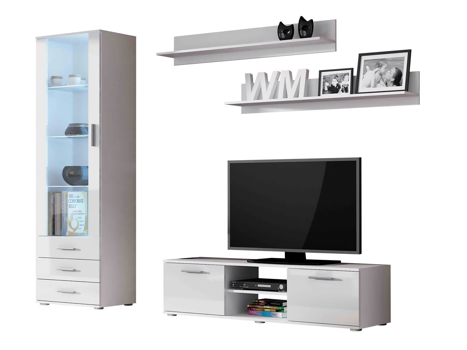 Set za dnevnu sobu Tornola 110 (Belo + Sjajno belo)