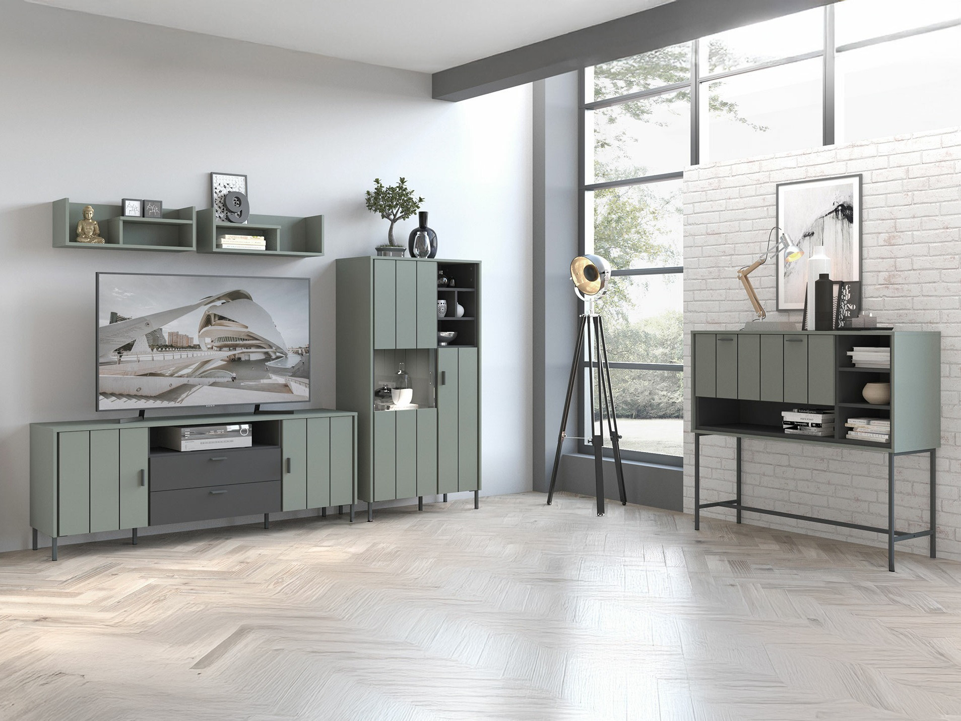 Komoda Morelmi 105 (Zelena + Antricit (ugalj))