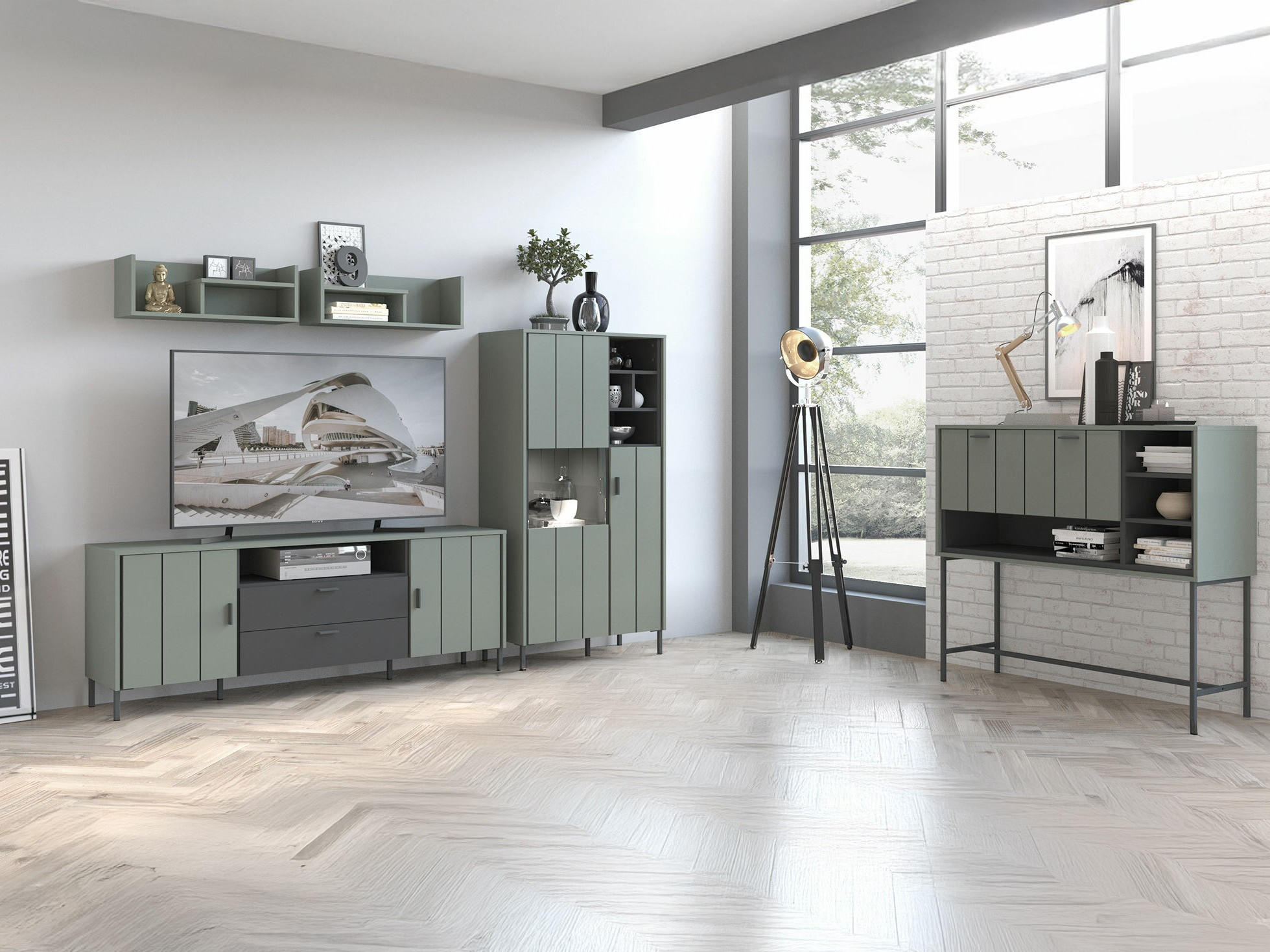 TV komoda Morelmi 100 (Zelena + Antracit)