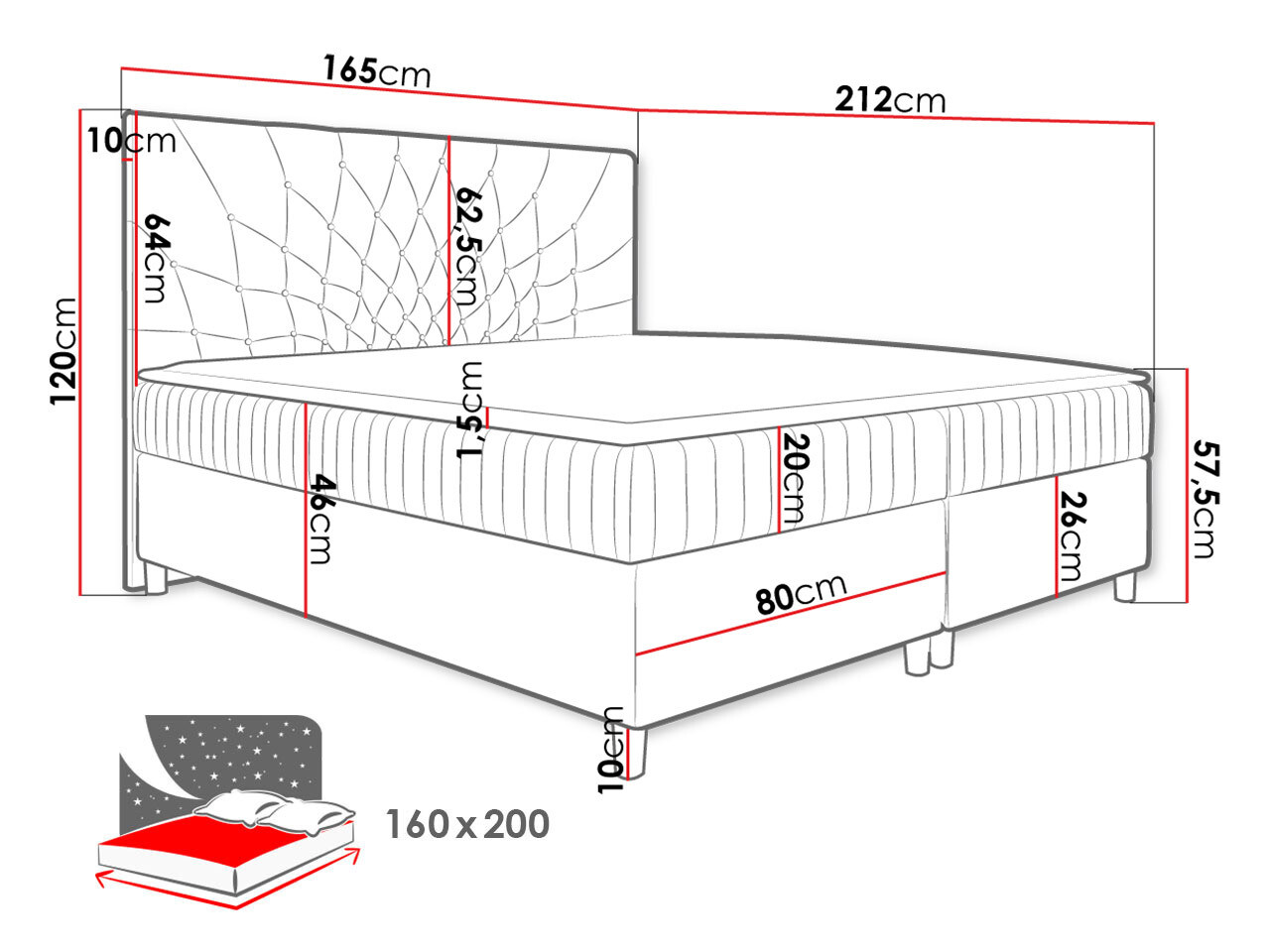 Boxspring krevet Baltimore 175 (Manila 26)