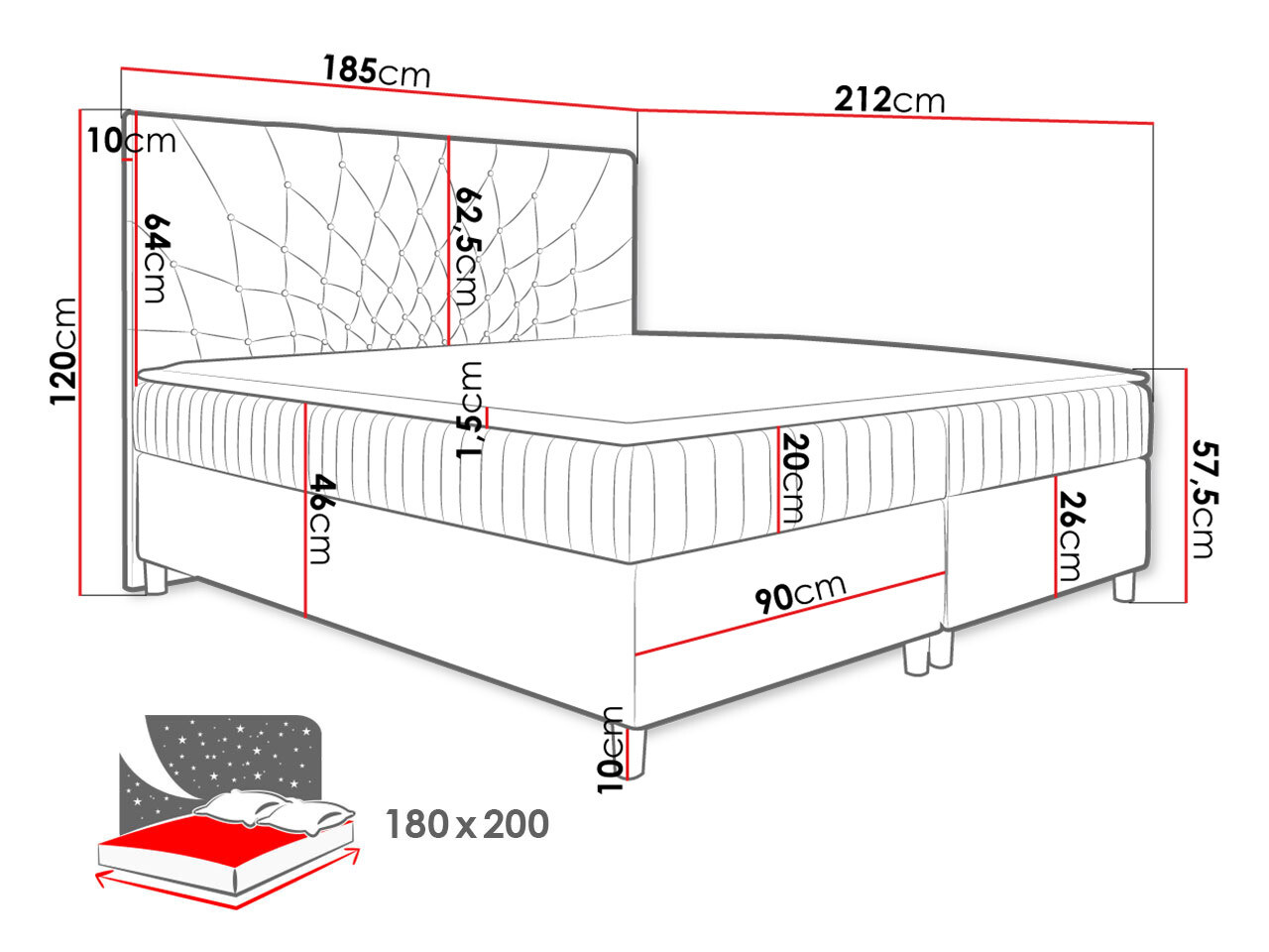 Boxspring krevet Baltimore 175 (Manila 29)