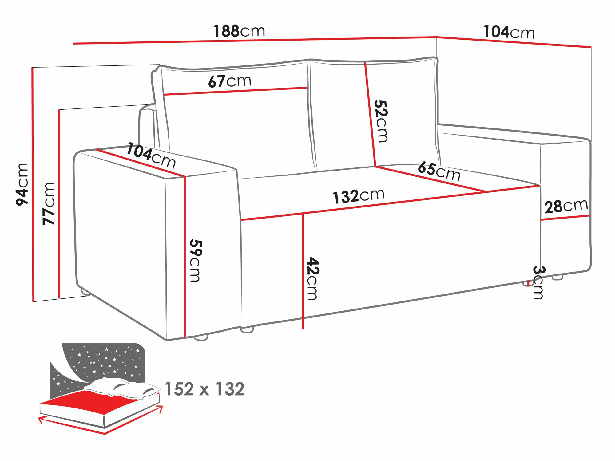Sofa na razvlačenje Clovis 107 (Poso 02)
