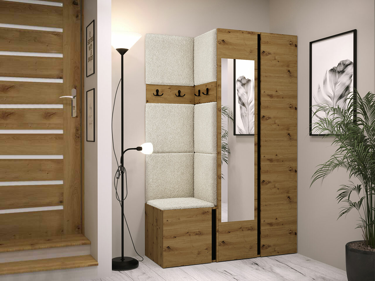 Set za hodnik Hartford 350 (Zanatski hrast + Crno)