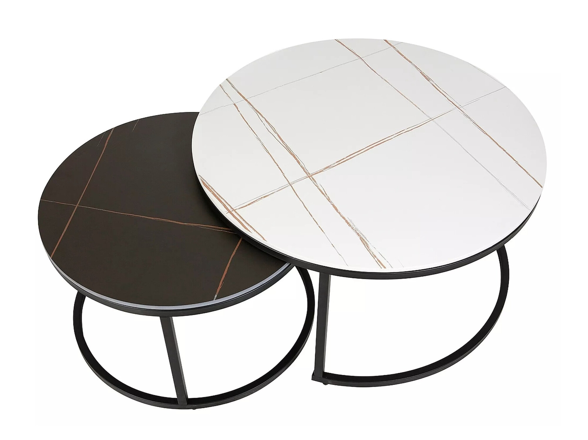 Set stočića za kafu Detroit 607 (Beli mermer + Crni mermer)