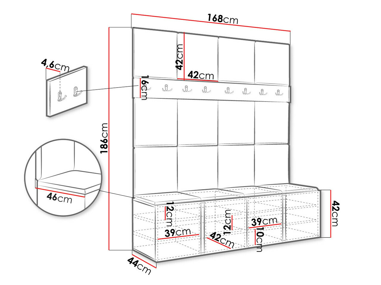 Set za hodnik Hartford 268 (Belo)