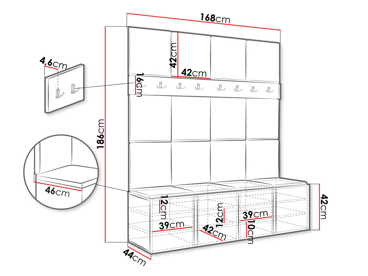 Set za hodnik Hartford 268 (Graphite)