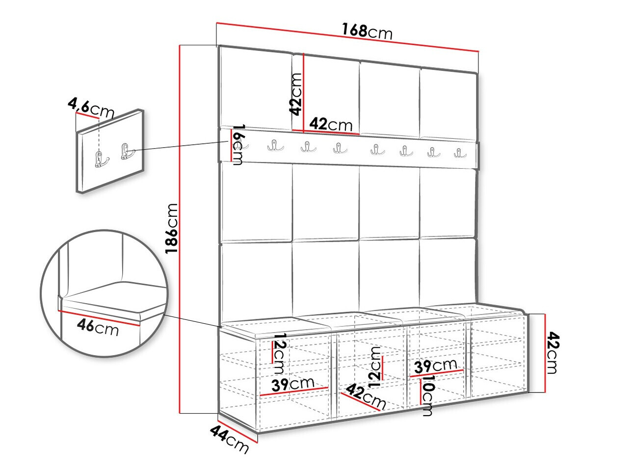 Set za hodnik Hartford 268 (Zanatski hrast)