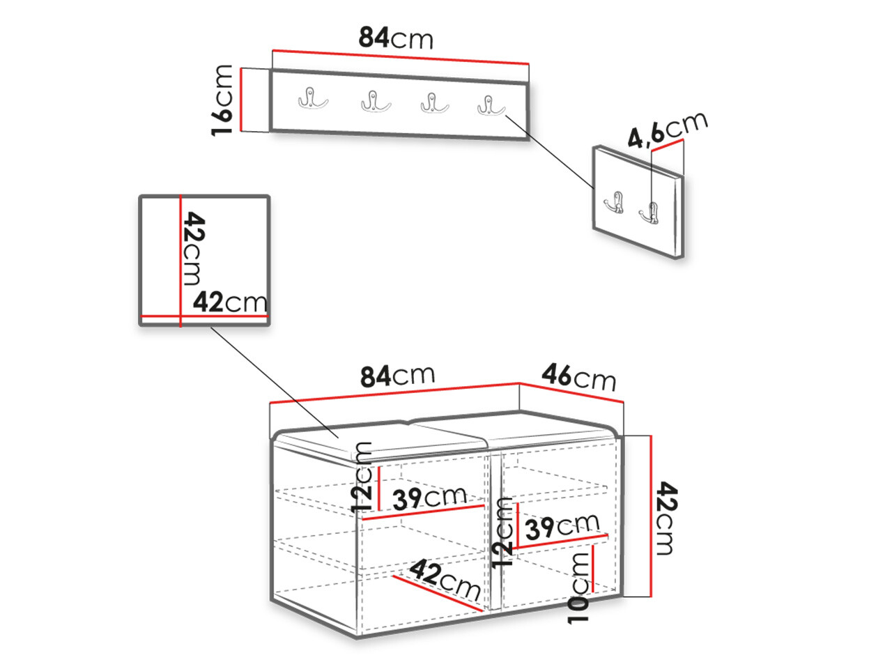 Set za hodnik Hartford 275 (Graphite)