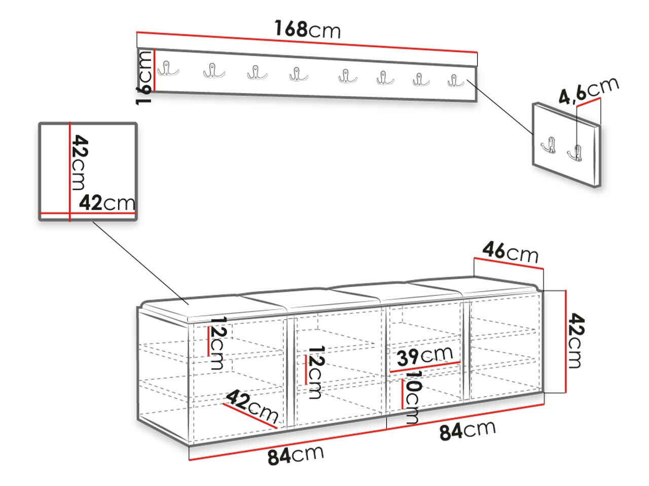Set za hodnik Hartford 276 (Graphite)