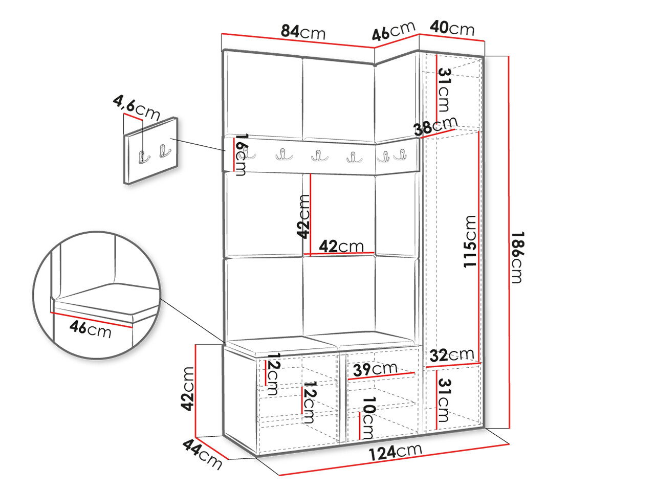 Set za hodnik Hartford 277 (Belo)