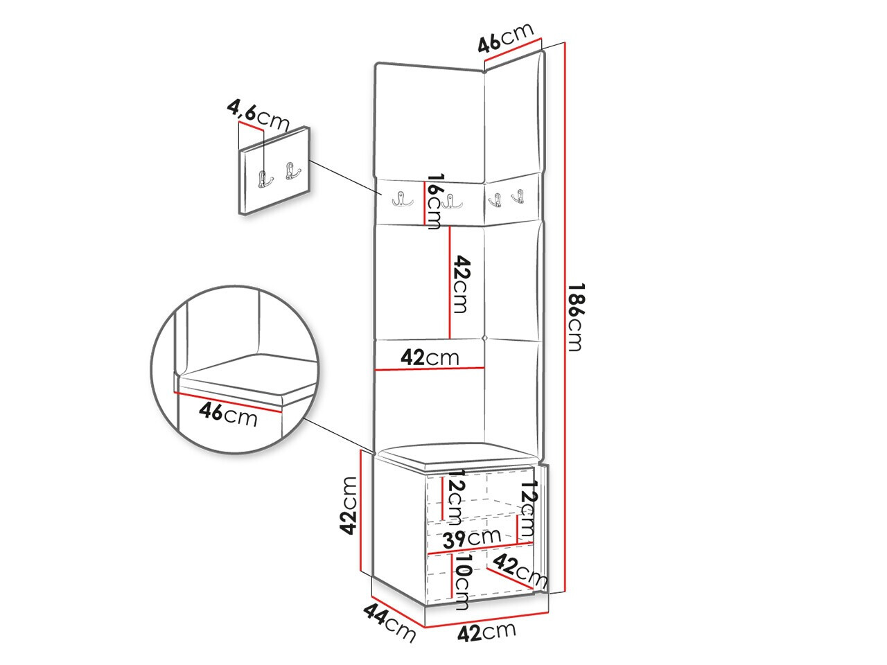 Set za hodnik Hartford 347 (Belo)