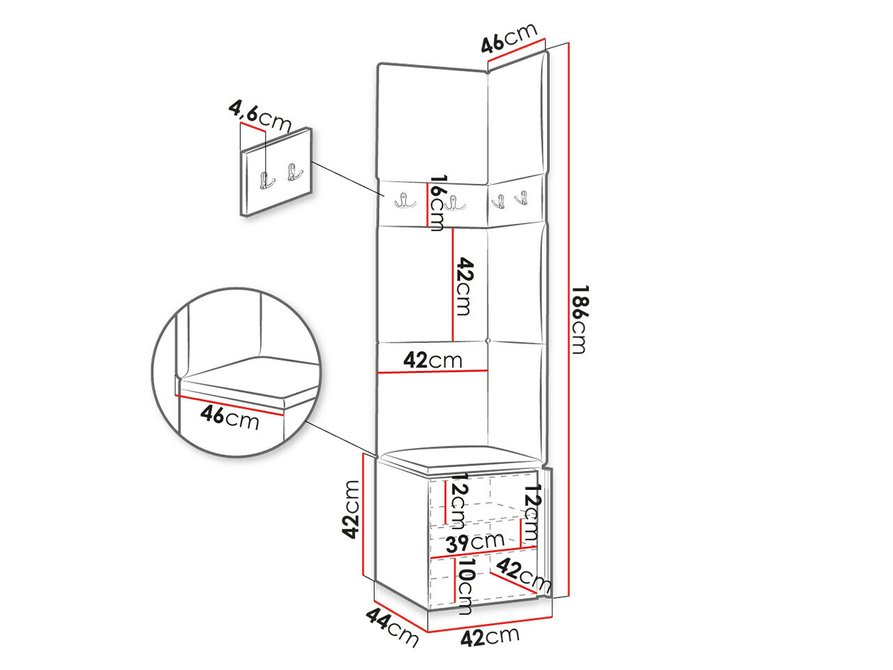 Set za hodnik Hartford 347 (Belo)