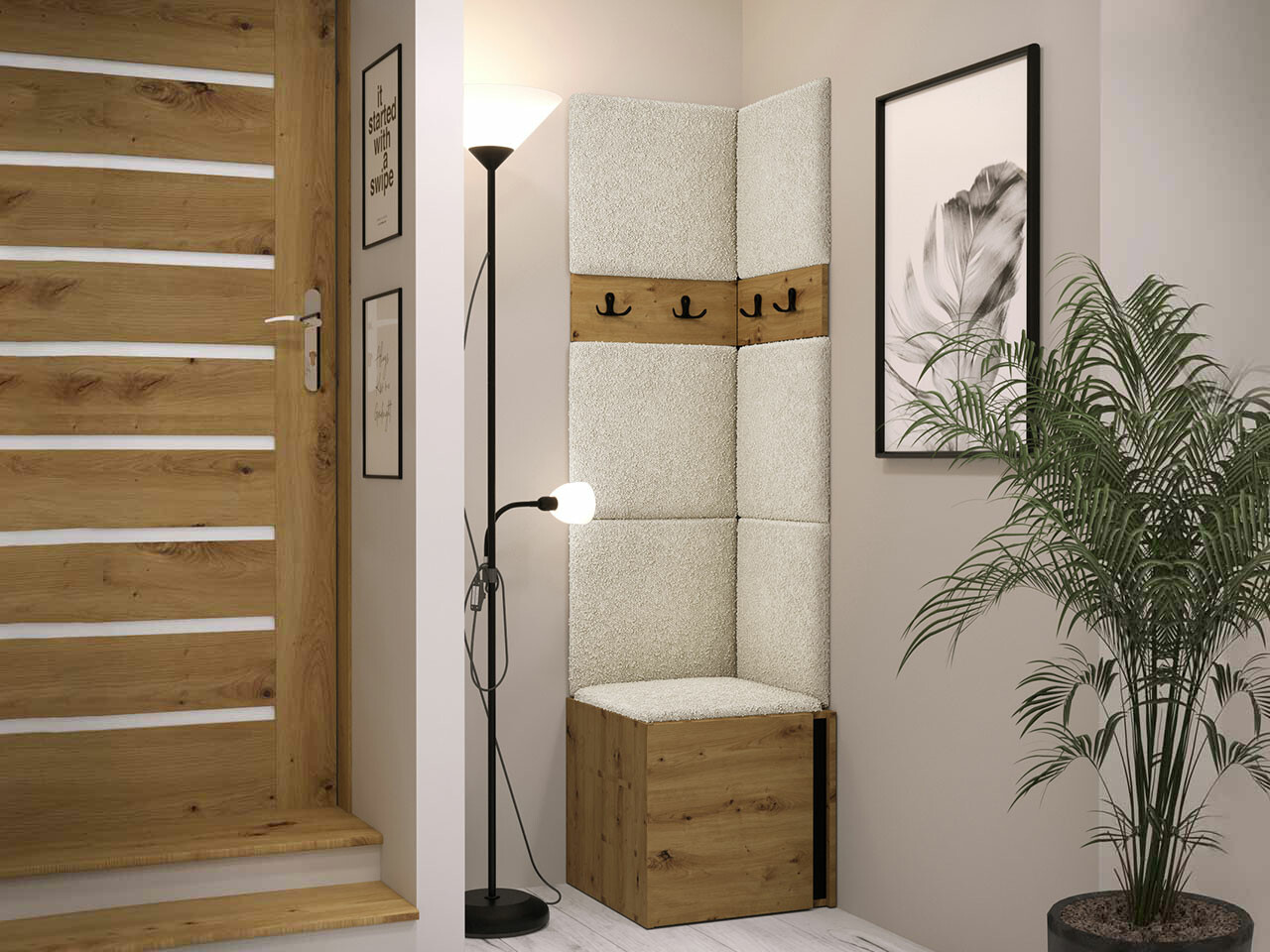 Set za hodnik Hartford 347 (Zanatski hrast + Crno)