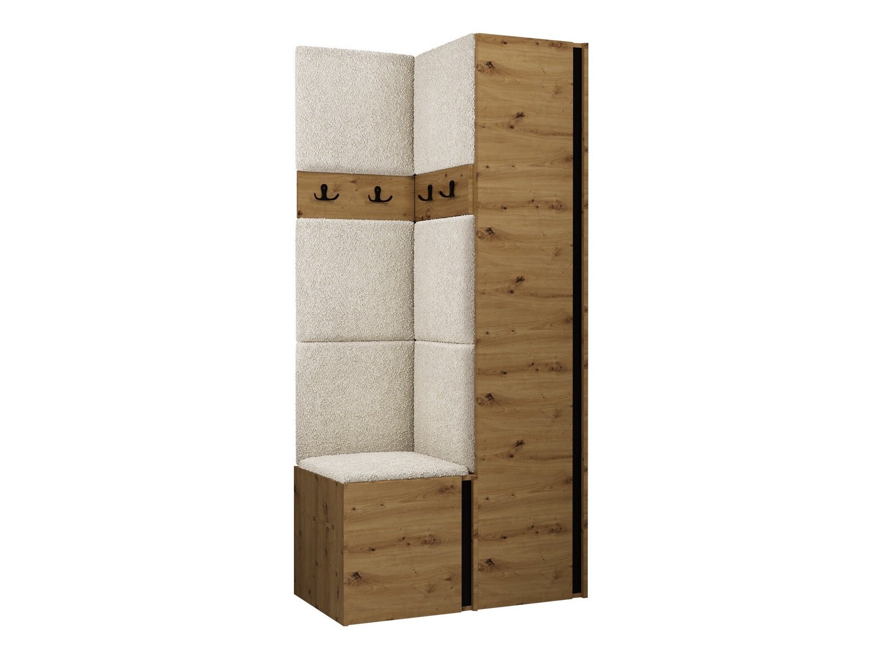 Set za hodnik Hartford 348 (Zanatski hrast + Crno)