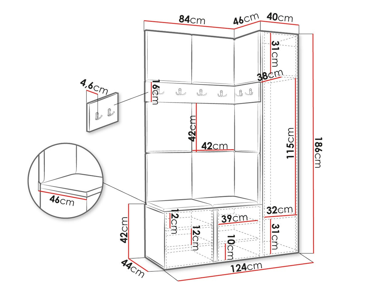Set za hodnik Hartford 471 (Graphite)