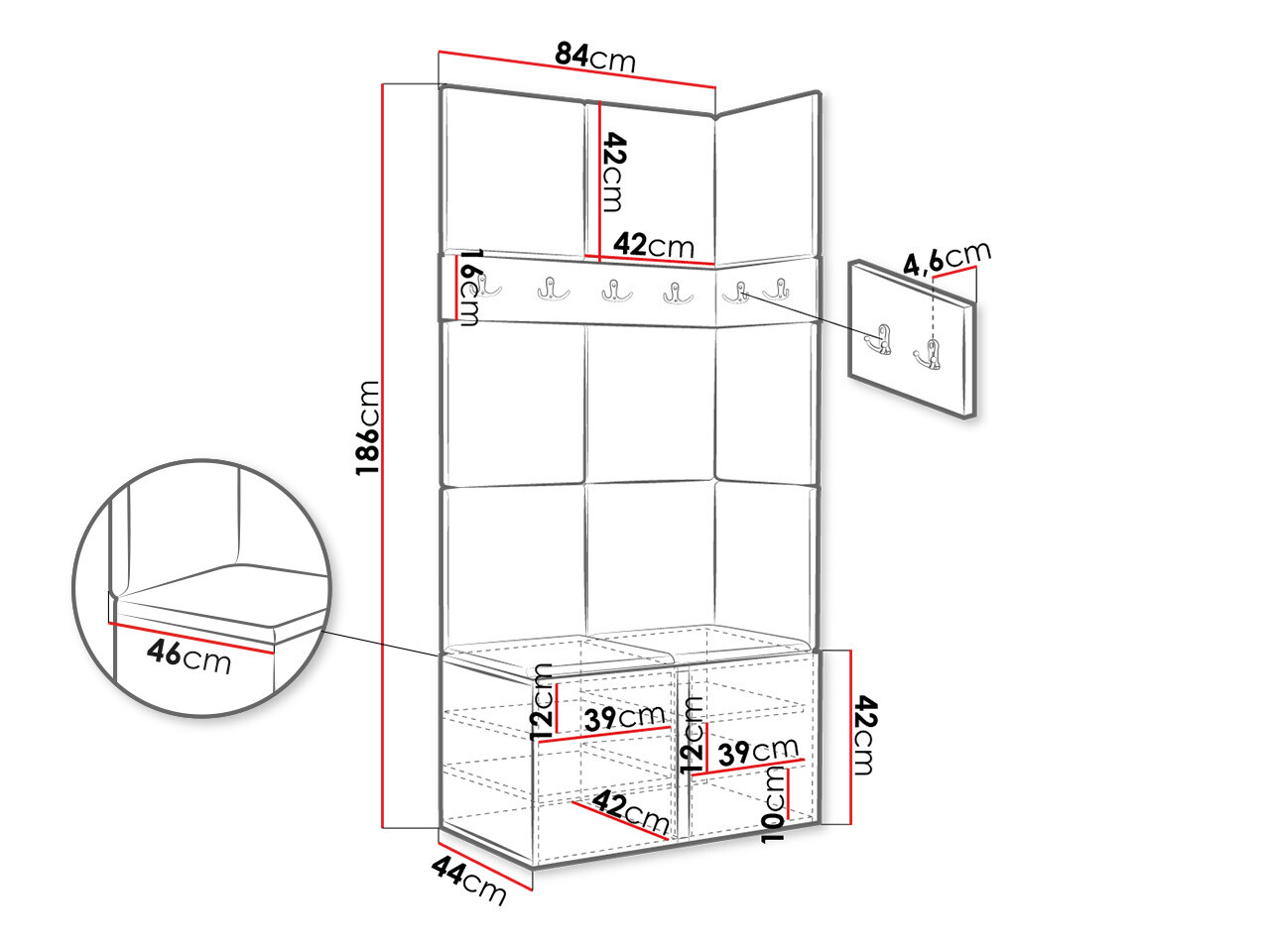 Set za hodnik Hartford 264 (Belo)