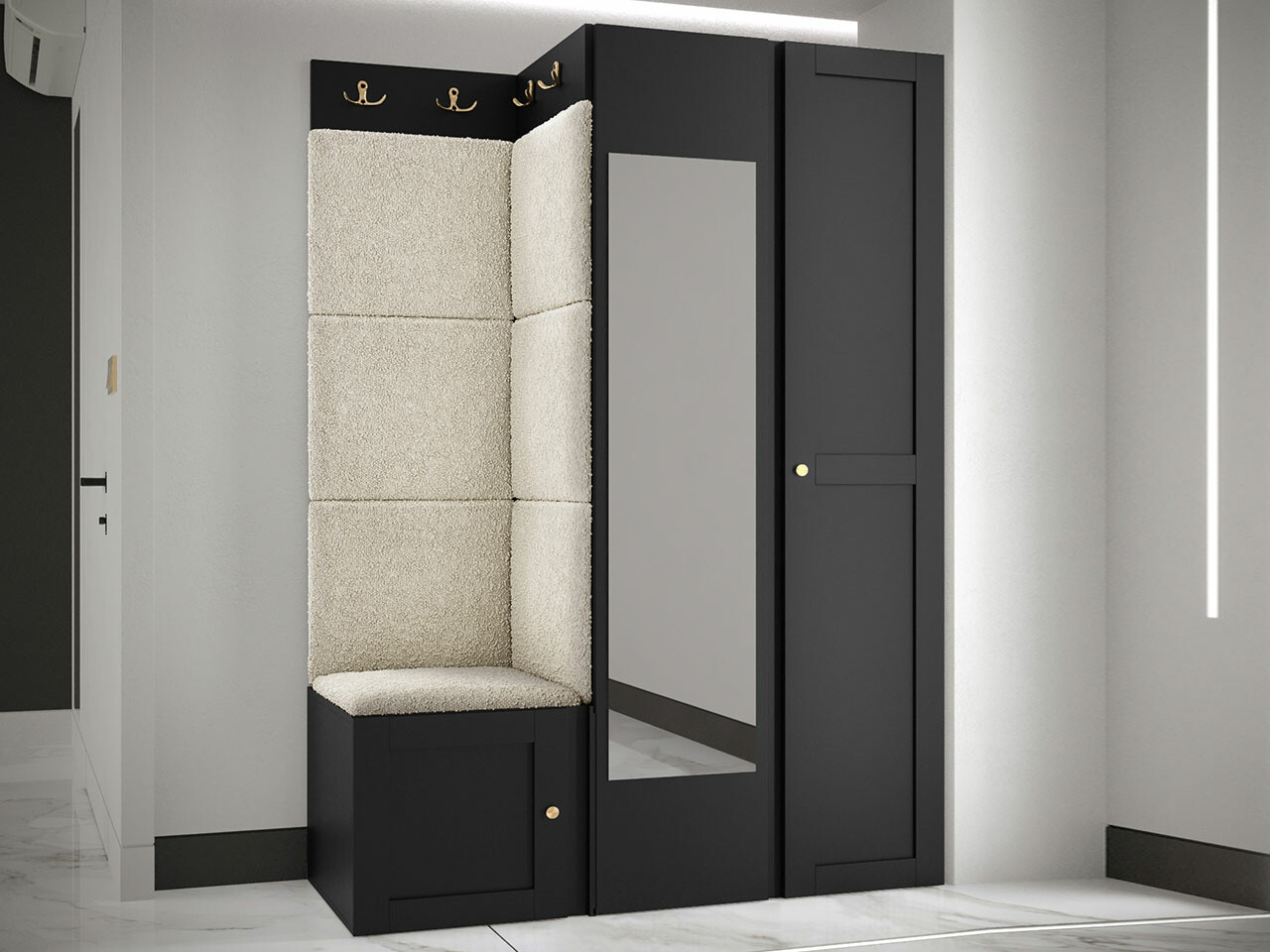 Set za hodnik Hartford 380 (Crno)