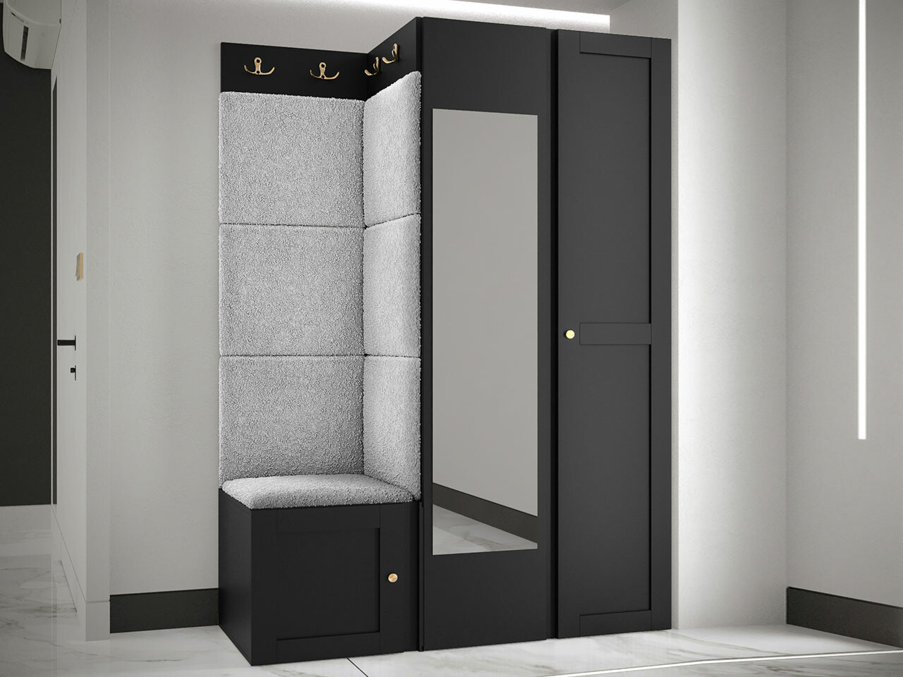 Set za hodnik Hartford 380 (Crno)