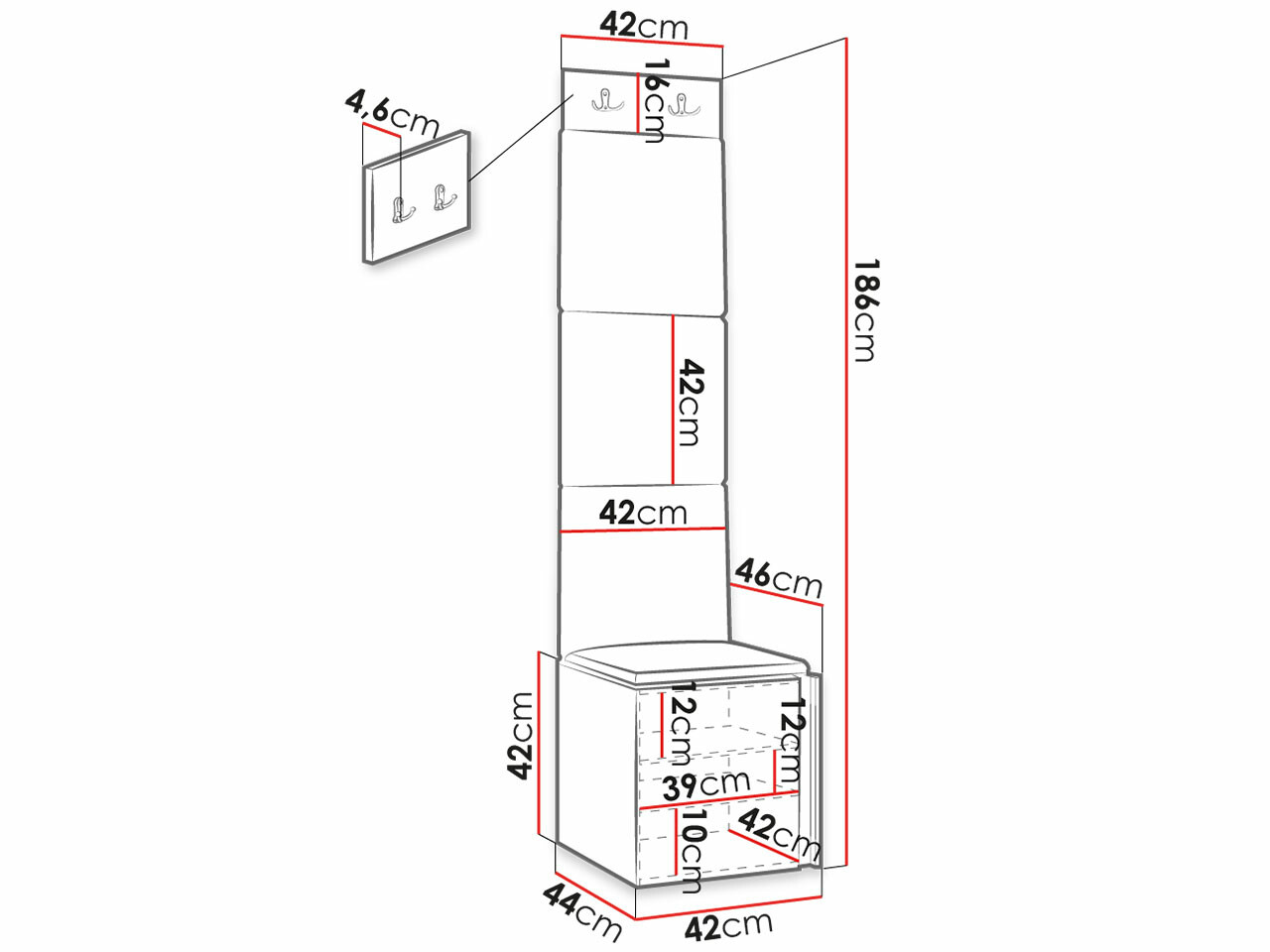 Set za hodnik Hartford 386 (Belo)