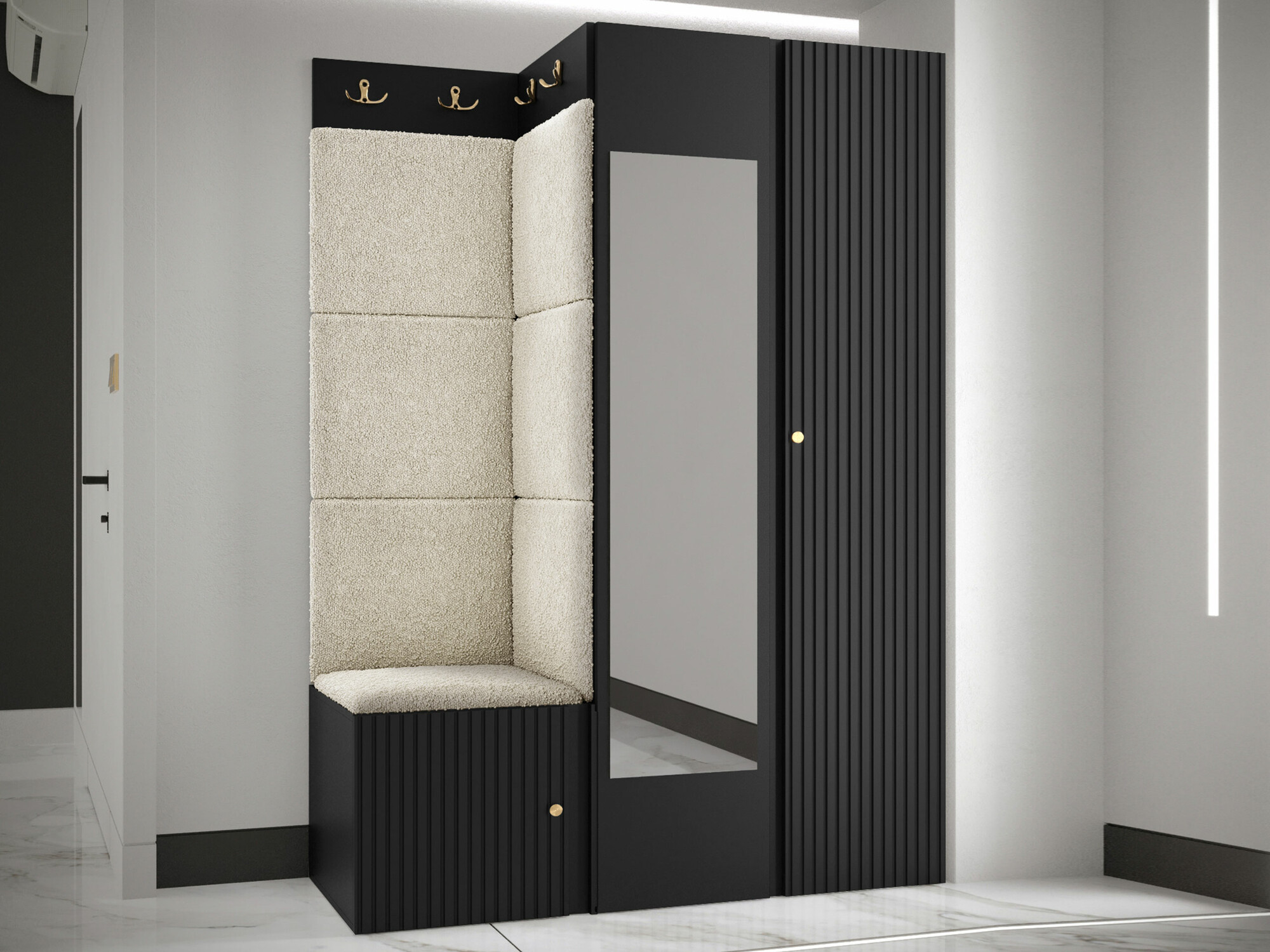 Set za hodnik Hartford 388 (Crno)