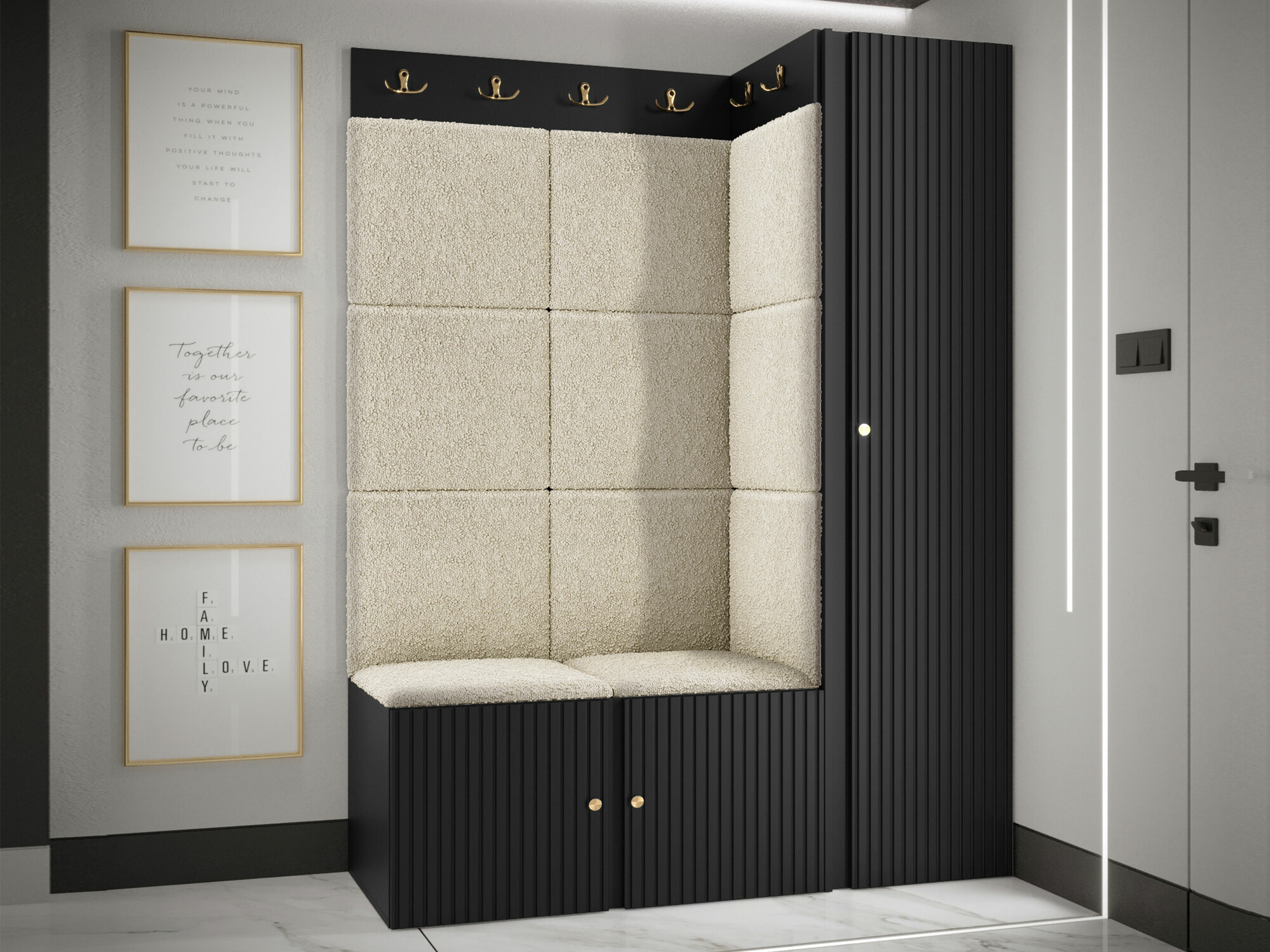 Set za hodnik Hartford 385 (Crno)