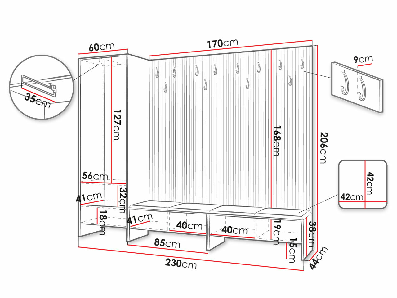 Set za hodnik Hartford 484 (Zanatski hrast + Abriamo 3)