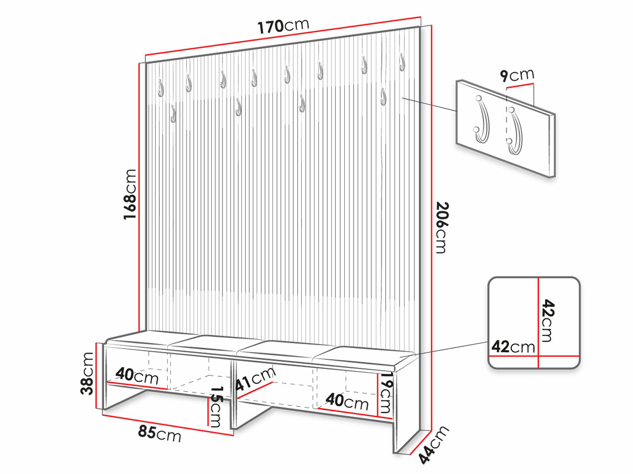 Set za hodnik Hartford 485 (Zanatski hrast + Abriamo 3)