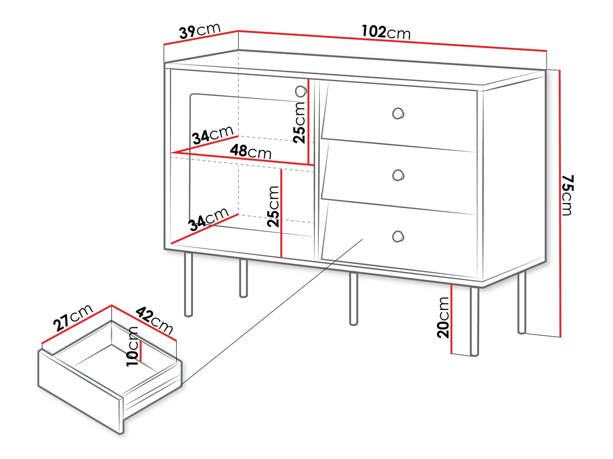 Komoda Feletri 100 (Belo)