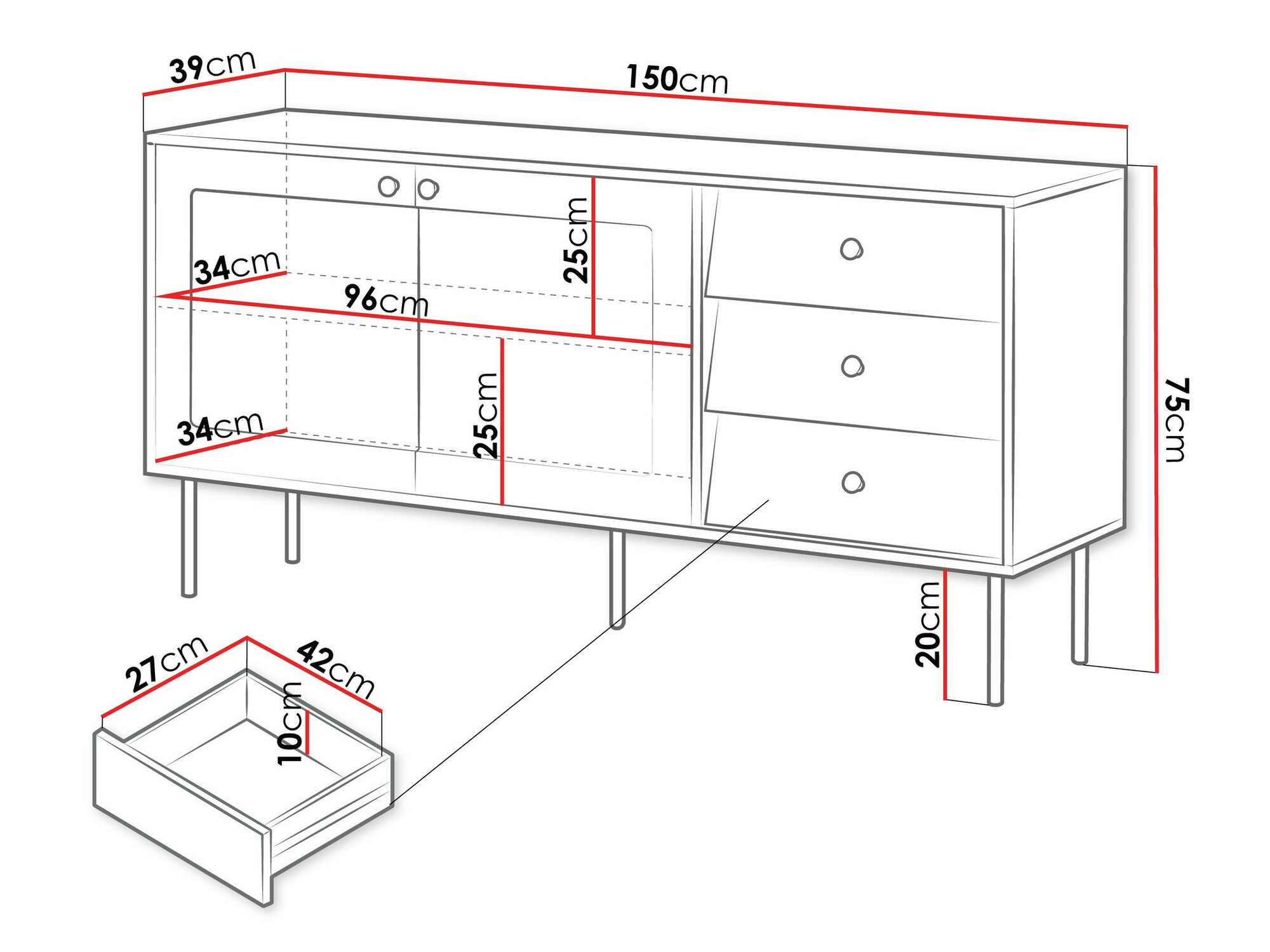 Komoda Feletri 101 (Crno)