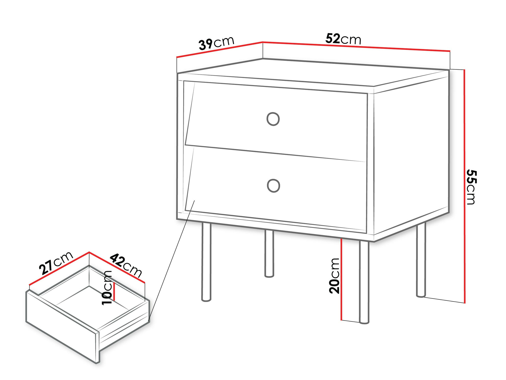 Set noćnih ormarića Feletri 106 (Belo)