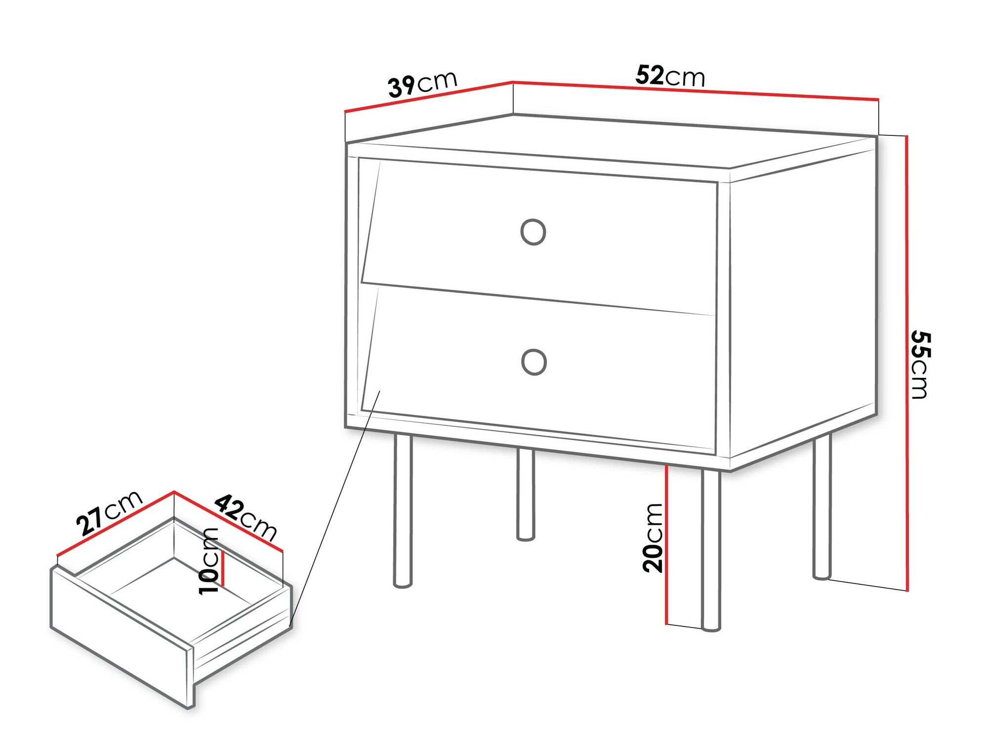 Set noćnih ormarića Feletri 106 (Crno)
