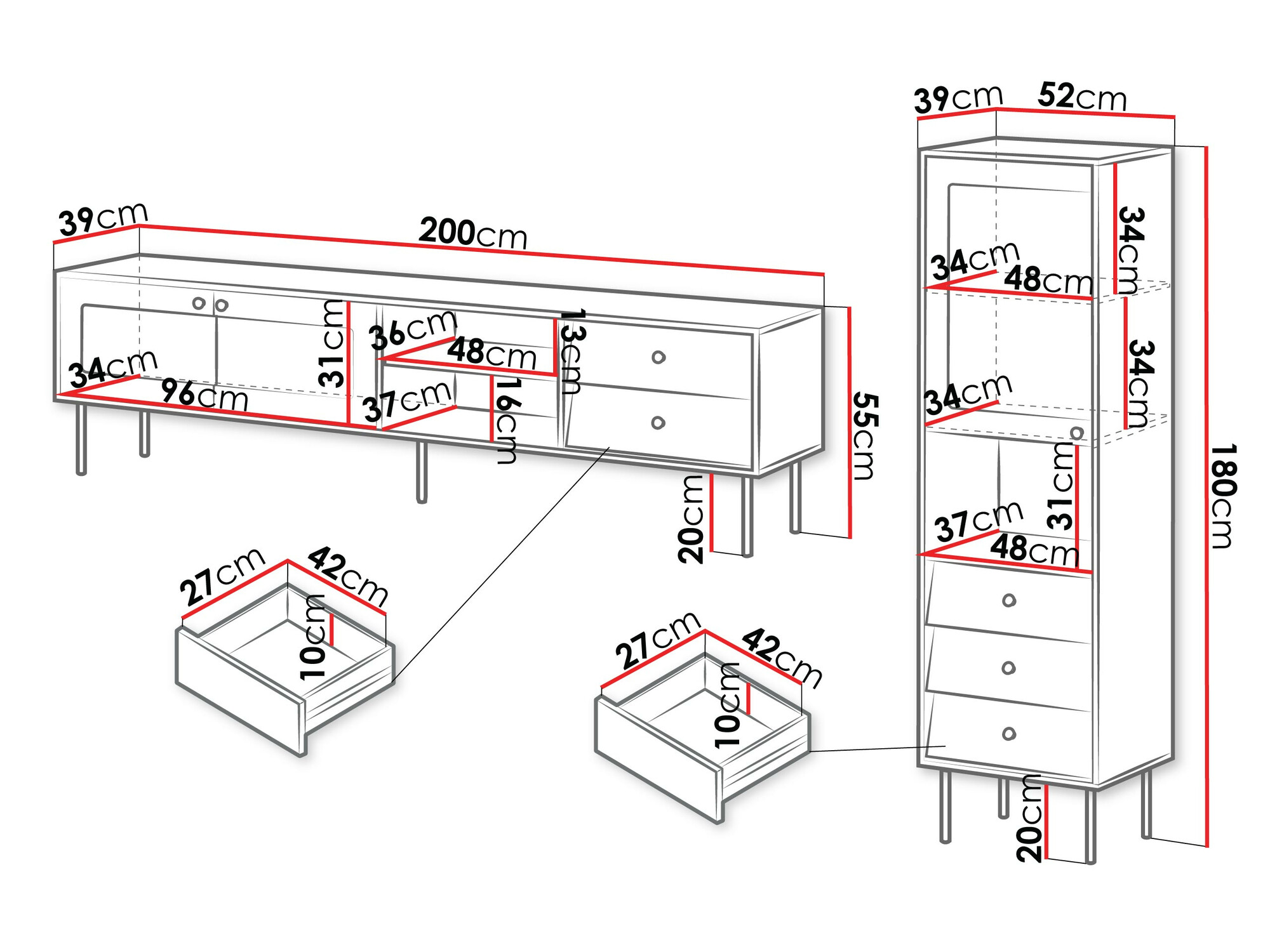 Set za dnevnu sobu Feletri 109 (Crno)