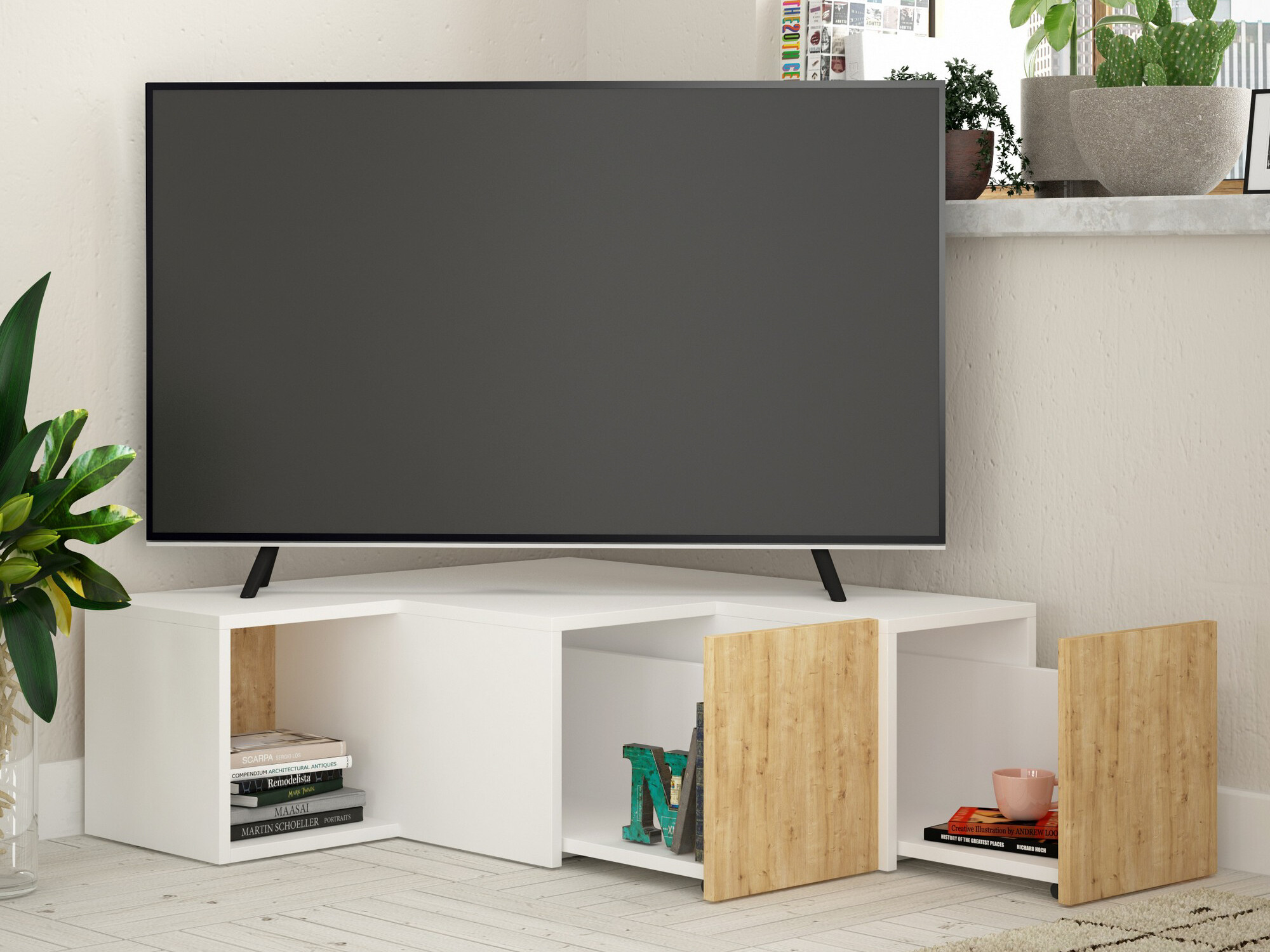 TV komoda Kailua 1058 (Belo + Hrast)