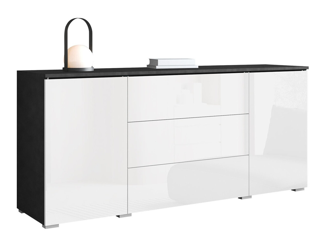 Komoda Sarasota 142 (Matera siva + Sjajno belo)