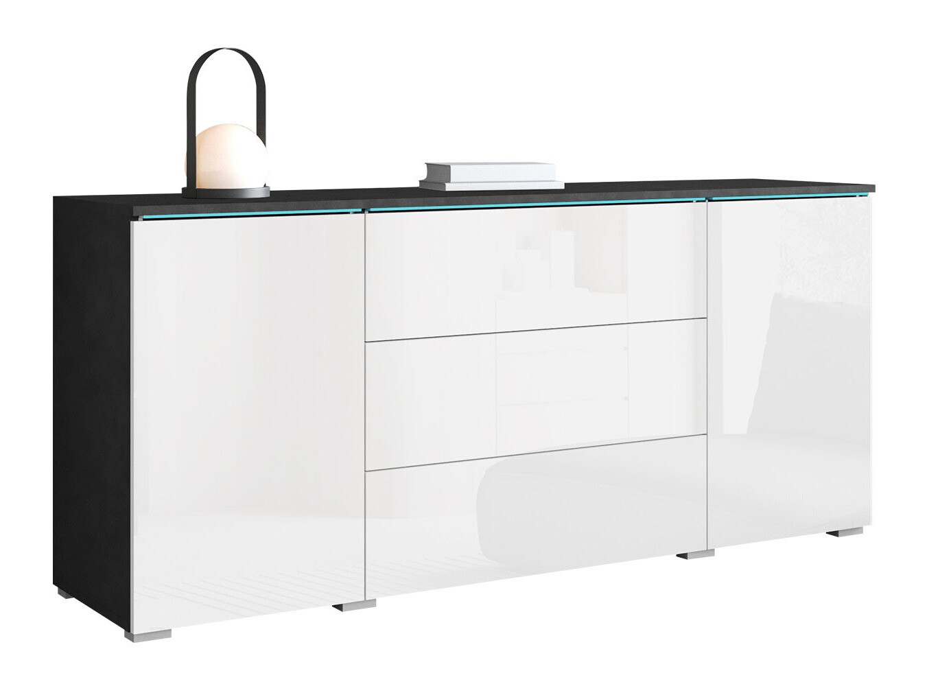 Komoda Sarasota 142 (Matera siva + Sjajno belo)