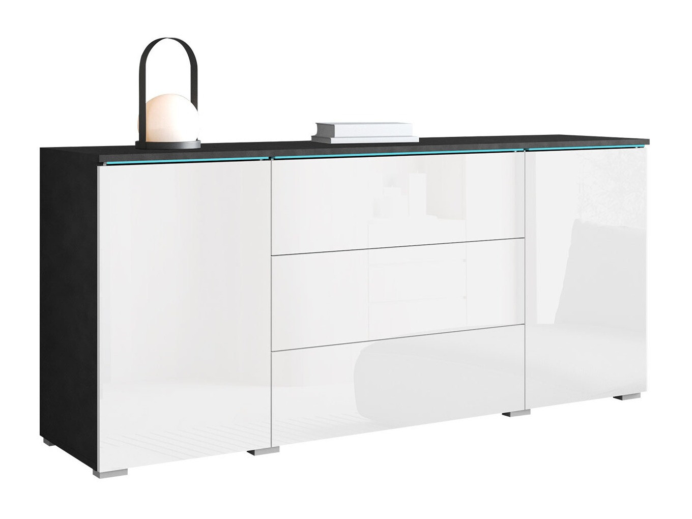 Komoda Sarasota 142 (Matera siva + Sjajno belo)